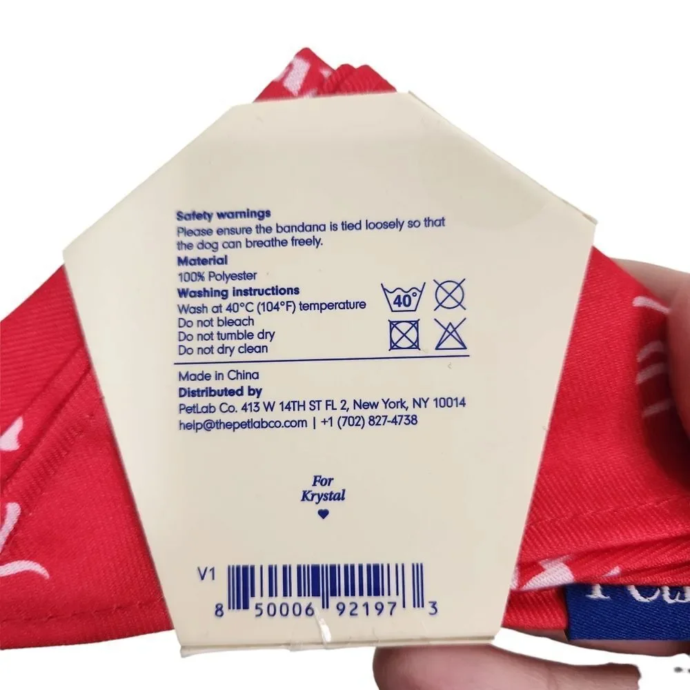 PET LAB CO. Dog Bandana‎ Size S/M Small Medium Red White NEW